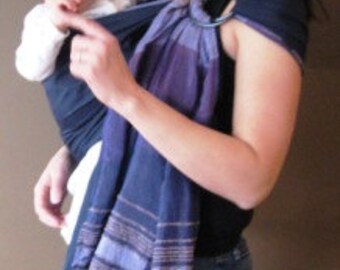 Two-Layered Silk Ring Sling Baby Carrier, Purple & Navy Sabra Silk