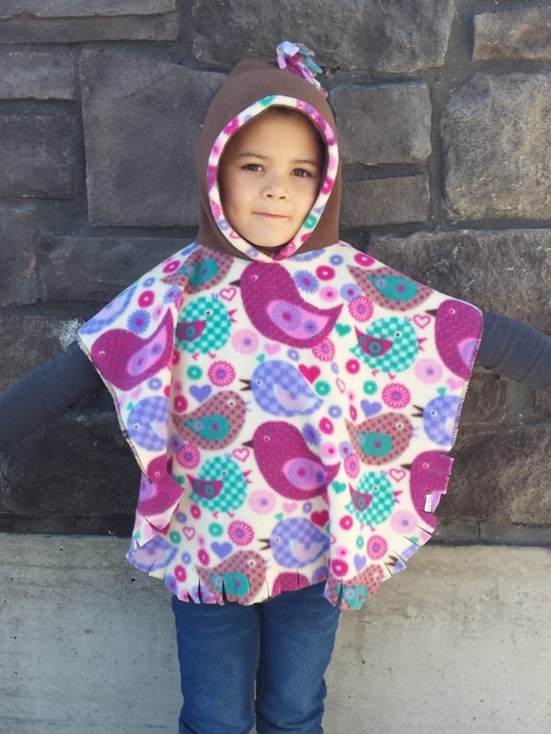 Hooded Little Girl Poncho Designer Fleece Doubles as Car Etsy