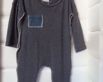 Upcycled Pima Cotton Baby Romper, 9-12 Months