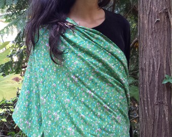 Floral Green Nursing Cover Scarf: Cotton Viscose