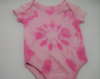 Pale Pink Tie Dyed Onesie, baby girl gift, size 3 months, tie dyed cotton, sale