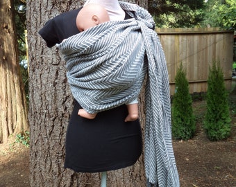 Handwoven Cotton Baby Ring Sling, Gray & Off White