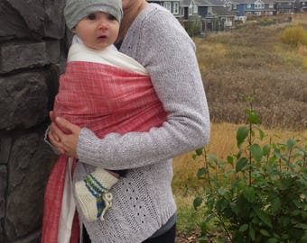 Woven Cotton Baby Ring Sling, Two Tone Red and White, Soft Carrier
