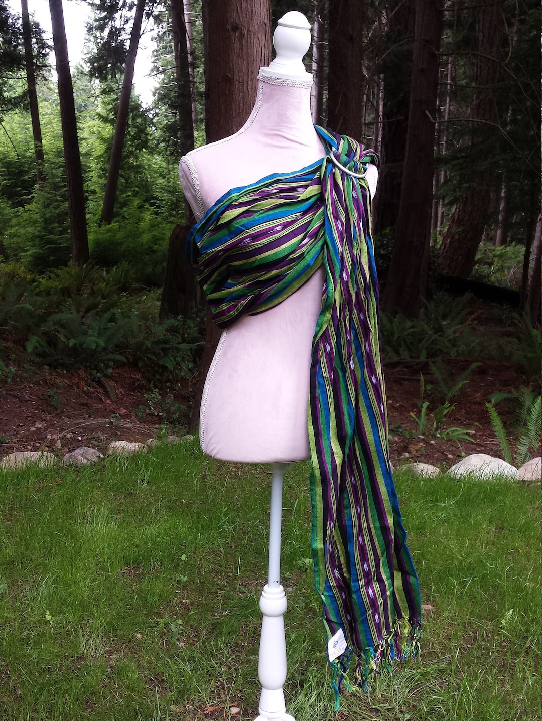 Wrap Conversion Baby Ring Sling Green With Stripes Guatemalan Lightweight Fabric Longer Length Summer Baby Carrier Sale Etsy