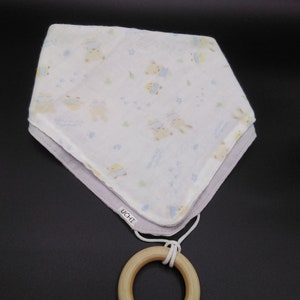 Linen muslin bandana bib, lovey,ready to ship, unique creation, baby gift, sale
