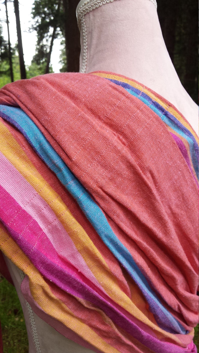 sale sale pink with stripes long Guatemalan handwoven cotton Ellaroo wrap conversion ring sling baby carrier