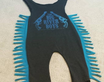 Fringed baby Romper, cowboy, soft, toddler romper, tee romper, eco friendly, one of a kind, sale