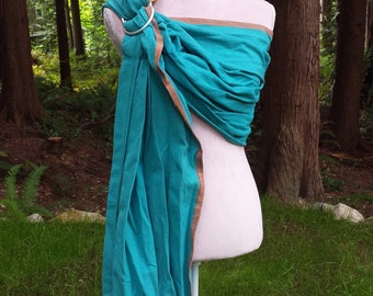 Handwoven Organic Cotton Ring Sling, Two Tone Baby Carrier