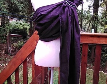Woven Ring Sling, Purple Eggplant Herringbone, Soft Baby Carrier