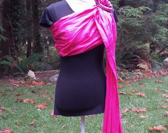 Pretty in Pink Linen Baby Ring Sling, Adjustable Carrier