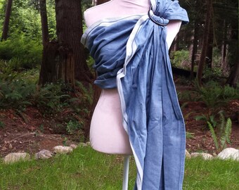 Blue Cotton Baby Ring Sling, Fair Trade fabric, baby carrier