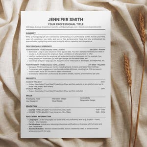 Modèle de CV compatible ATS (Word), CV ATS, Modèle de CV ATS, CV minimaliste, CV simple, CV basique, CV modifiable Canva