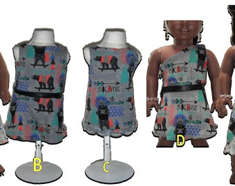 Skater Bear Dresses 18" Doll w/ Invisible side zipper