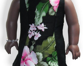 Sleeveless Hawaiian Color Block 18" Doll Dress w/ Conceal side zipper