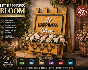 Wooden Flower Stand SVG | Laser Cut Planter Box SVG | Garden Decor Glowforge Files | LightBurn DXF Eps Png Pdf Jpg
