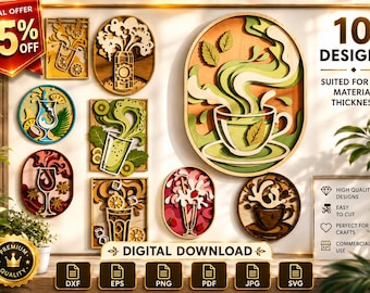 Drink SVG Bundle, Coffee Cup SVG, Cocktail SVG, Juice Svg, Beverage Laser Cut Files, Drink Wall Art, Dxf Eps Png Svg