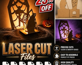 Halloween Grim Reaper Tea Light SVG | Laser Cut Lantern Files | Glowforge LightBurn DXF SVG Eps Png Pdf Cdr