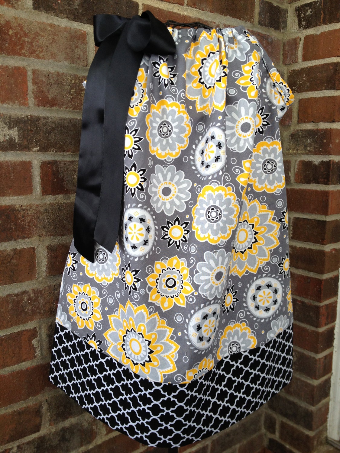 Pillowcase Dress Aline Dress Jumper Gray and Yellow Etsy