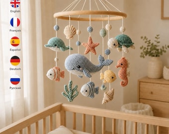 Ocean Nursery Mobile Crochet Pattern PDF • Whale & Sea Animals Baby Mobile • Under the Sea Crib Mobile