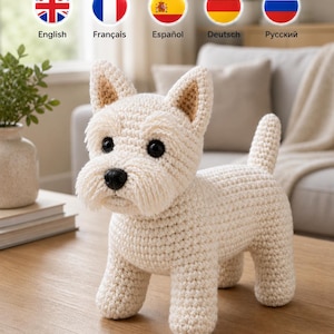 Westie Crochet Pattern PDF • Realistic West Highland Terrier Amigurumi • Cute Dog Plush Pattern
