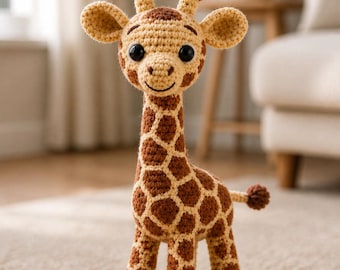 Schema per giraffa all'uncinetto in PDF • Tutorial per una giraffa amigurumi carina • Schema per peluche di animale della savana