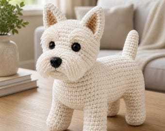 ウェスティの編み図（PDF）• リアルなウェストハイランドテリアのあみぐるみ • かわいい犬のぬいぐるみの編み図