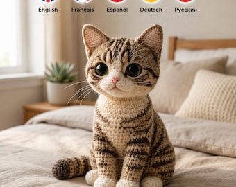 Realistic Tabby Cat Amigurumi Crochet Pattern PDF • Kitten Plush Tutorial (Digital Download)