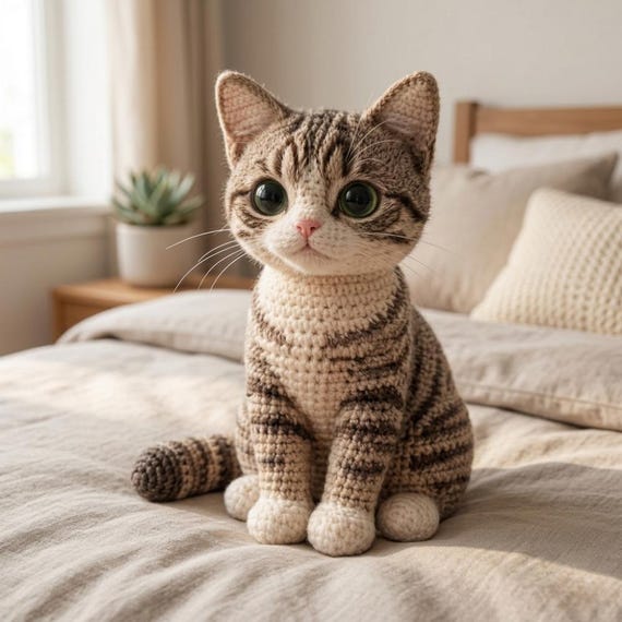 Realistic Tabby Cat Amigurumi Crochet Pattern PDF • Kitten Plush Tutorial (Digital Download)