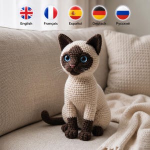 Realistic Siamese Cat Amigurumi Crochet Pattern PDF • Elegant Cat Toy Tutorial