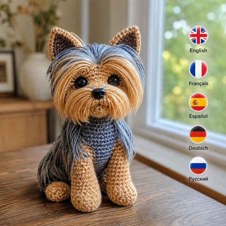 Handcrafted yorkie dog stuffed plush toy