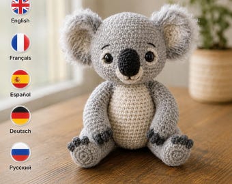 Koala Amigurumi Pattern PDF • Cute Australian Animal Crochet Tutorial • Sitting Koala Plush Pattern