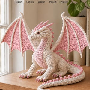 Modèle PDF au crochet du dragon Rosewing • Amigurumi de dragon fantastique réaliste • Tutoriel pour un dragon en peluche de qualité supérieure