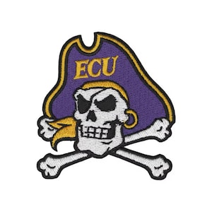 ECU Pirates Embroidered Patch – Skull & Crossbones Mascot Iron-On Badge