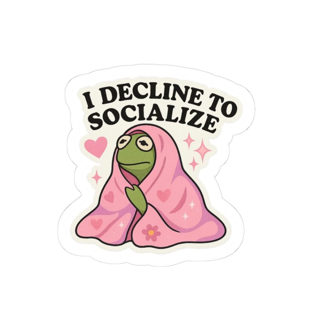 I Decline to Socialize Frog Sticker | Kiss-cut Sticker, Laptop Decal - Etsy