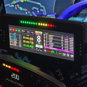 Panel de instrumentos digital DDU para simulación de carreras con pantalla táctil ultraancha de 7,8" con indicadores LED de RPM y bandera/spot