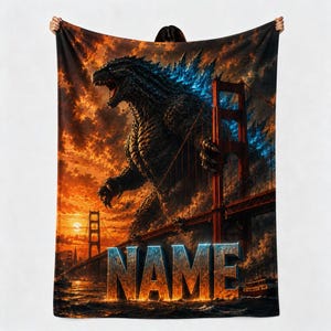 Custom Name Monster Blanket Soft Throw,Realistic Cryptid Creature Throw.Motivational monster poster blanket.Cute Monster Art Print Blanket