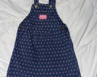 Vestido mono vaquero con estampado de tulipanes y estampado floral para niña de OshKosh B'Gosh, talla 4 (vintage)