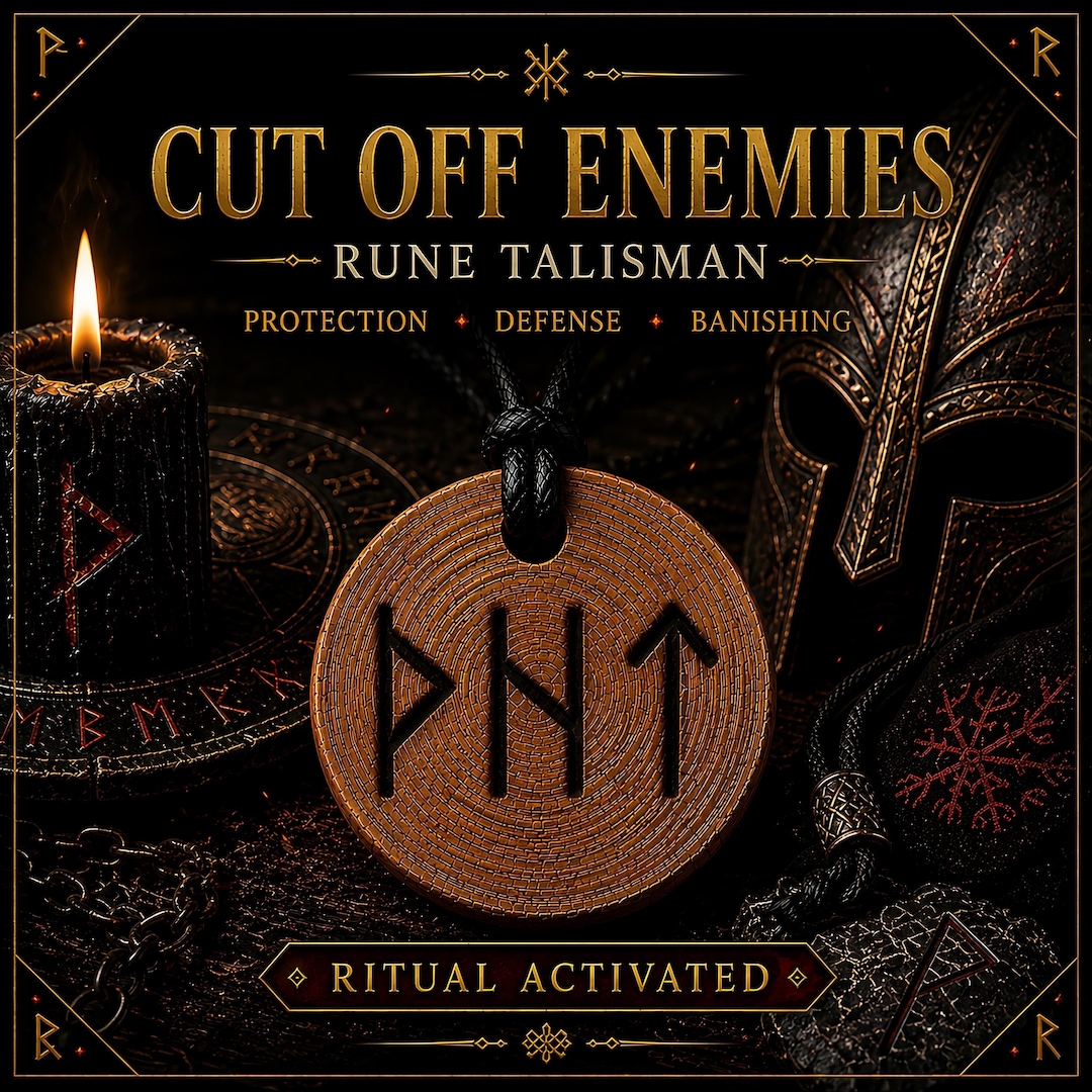Cut off Enemies Rune Talisman, Banishing Rune Necklace, Defense Viking ...