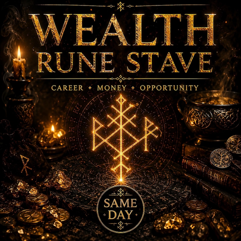 Wealth Rune Stave Personalized Elder Futhark Money Formula Career ...
