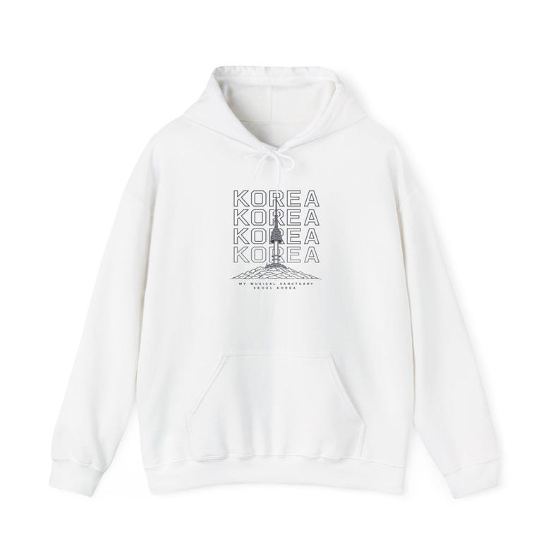 Korea Hoodie | Seoul Namsan Tower Minimal Hoodie | BTS Fan Gift | Aesthetic Korean Streetwear Pullover Sweatshirt | K-pop K-drama Fan Gift image 2