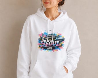 Seoul Korea Hoodie, Seoul Skyline Hoodie, Korean Streetwear Hoodie, Seoul Cityscape Unisex Sweatshirt, Korea Travel Hoodie, Korean Gift