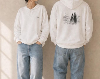 Arirang Korean Hoodie, Hanbok Couple Ink Art, Korean Culture, Traditional Korea Sageuk Inspired Clothing, Aesthetic Korean Fashion Gift