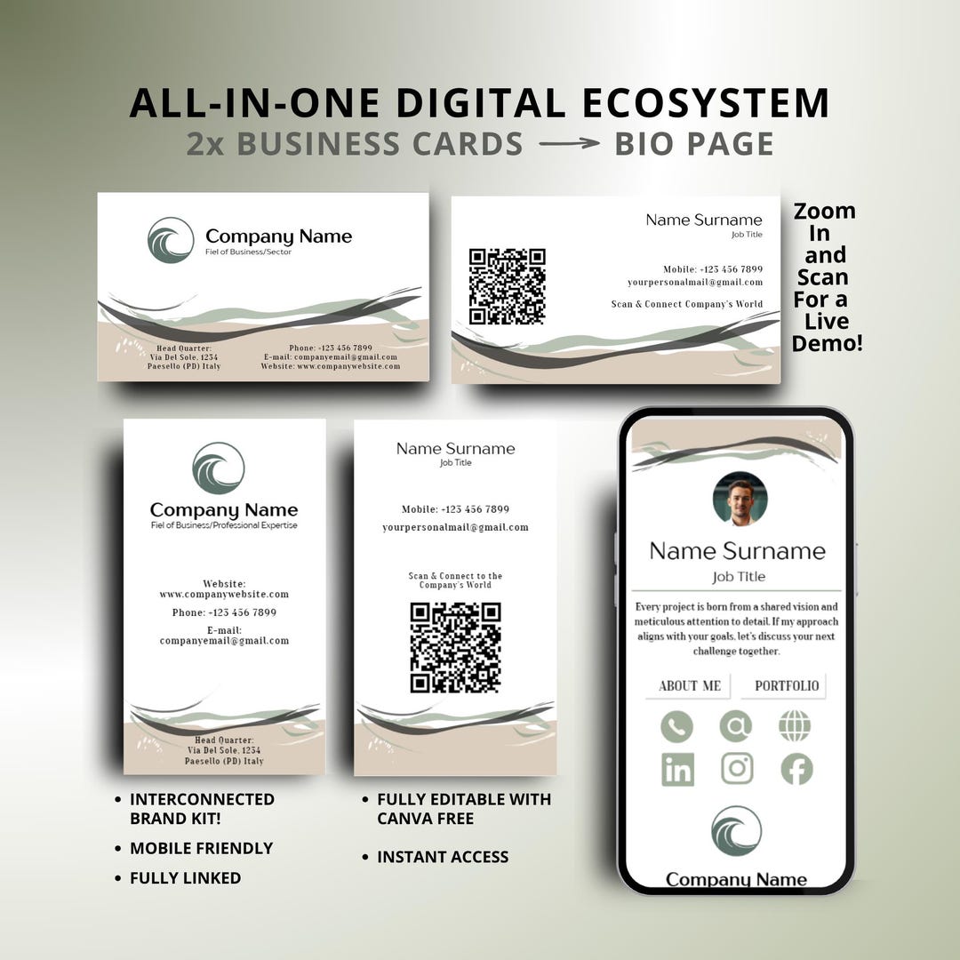 2-in-1 Professional Bundle: QR Code Business Card, Web Link in Bio Page ...