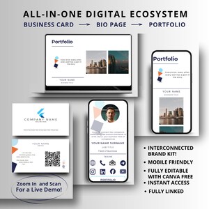 3-in-1 MINIMAL Bundle: QR Code Business Card, Web Link in Bio Page e Digital Web Portfolio-Equilibrium Collection, Light & Airy design