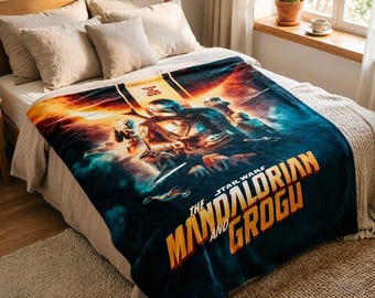 The Mandalorian & Grogu Star Wars Film Decke, Sci-Fi Fan Geschenk