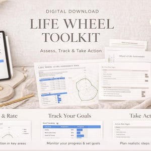 Life Wheel Planner | Life Audit & Reset Toolkit | Goal Tracker | Google Sheets | Customizable