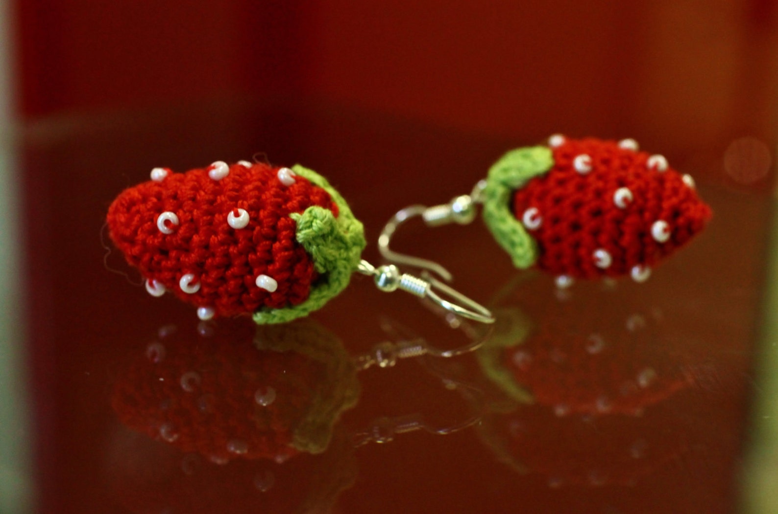 Beautiful Strawberry Earring Crochet Etsy