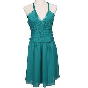 slim fit dress slacks Sage Cinched Satin Halter Maxi Dress