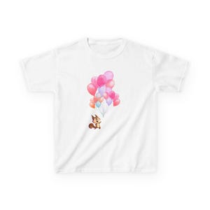Chipmunk Balloons Kids Tee | Watercolor Animal Cartoon Design