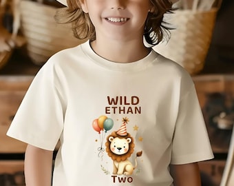 Personalized Wild One Lion  Birthday Family Shirt,Momy Of Birthday Boy Shirt, Custom Name Age Kids Shirt, Matching Family Outfit